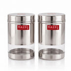 Transparent Wide Mouth Steel Container 600 ML – Set of 2