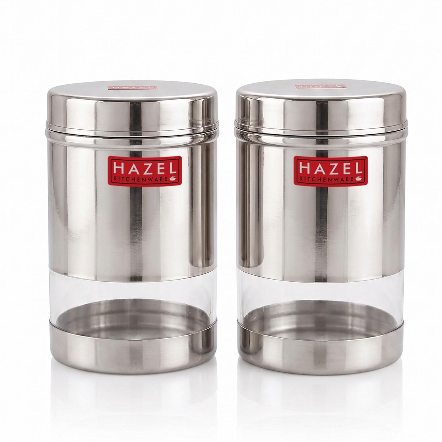 Transparent Wide Mouth Steel Container 600 ML – Set of 2