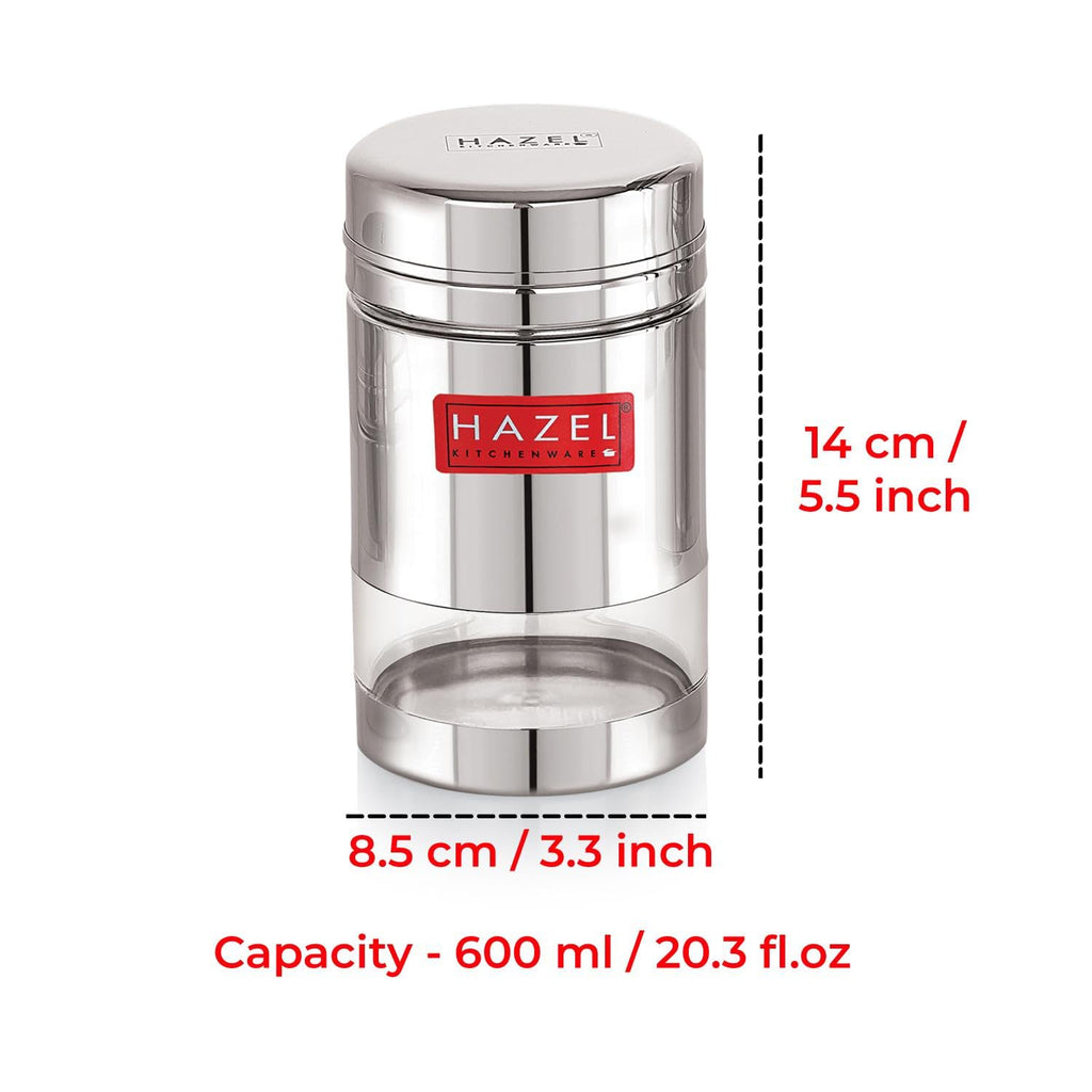 Transparent Airtight Steel Storage Containers – 600 ML, Set of 6