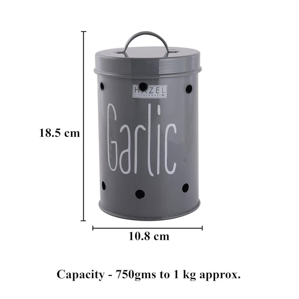 Garlic Storage Container with Lid 1kg – Grey