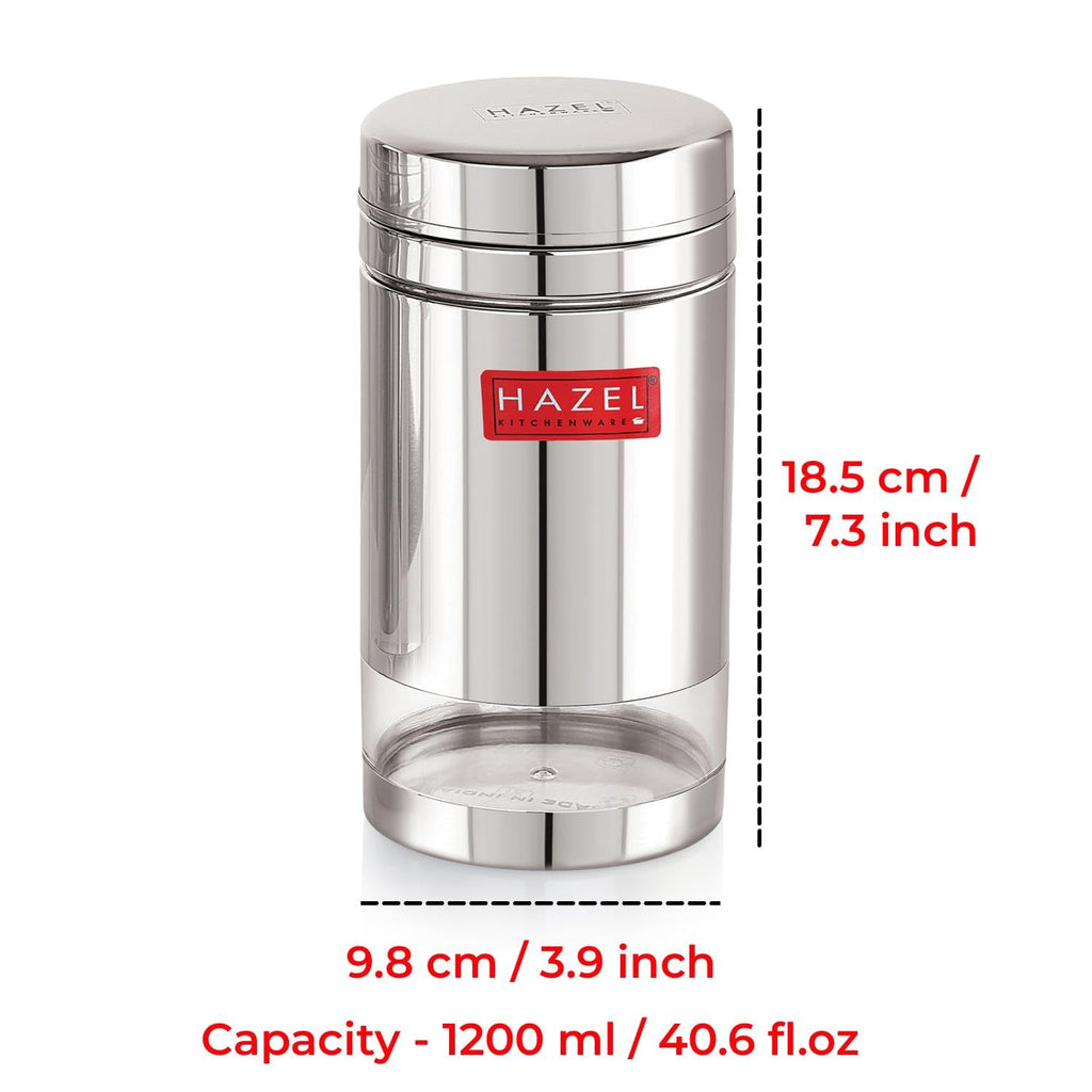 Transparent Airtight Steel Storage Containers – 1200 ML, Set of 2
