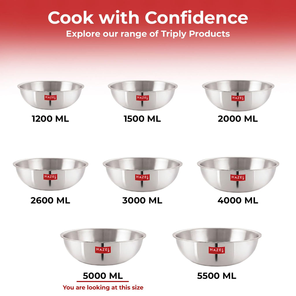 Triply Stainless Steel Induction Bottom Tasla – 5 L, 32.1 cm