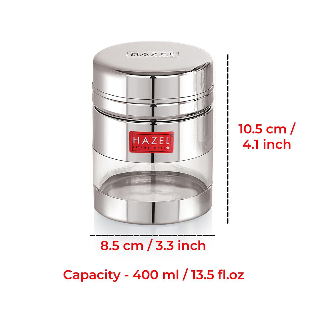 Transparent Airtight Steel Storage Container – 400 ML