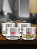 Matt Finish Transparent Steel Storage Container Set of 4, 1100 ml Each