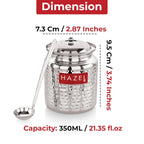 Stainless Steel Ghee Container/Oil Jar with Spoon, 350ML