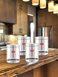 Glossy Transparent Steel Storage Container Set of 4, 2200 ml Each