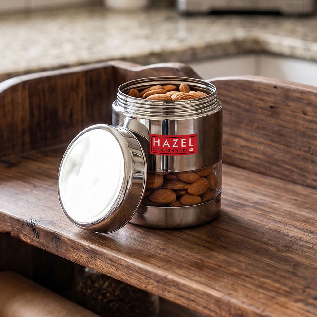 Stainless Steel Glossy Transparent Jars, 400 ML