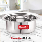 Mini Stainless Steel Flat Bottom Patila/Tope - Set of 3 (350ML,500ML, 800ML)