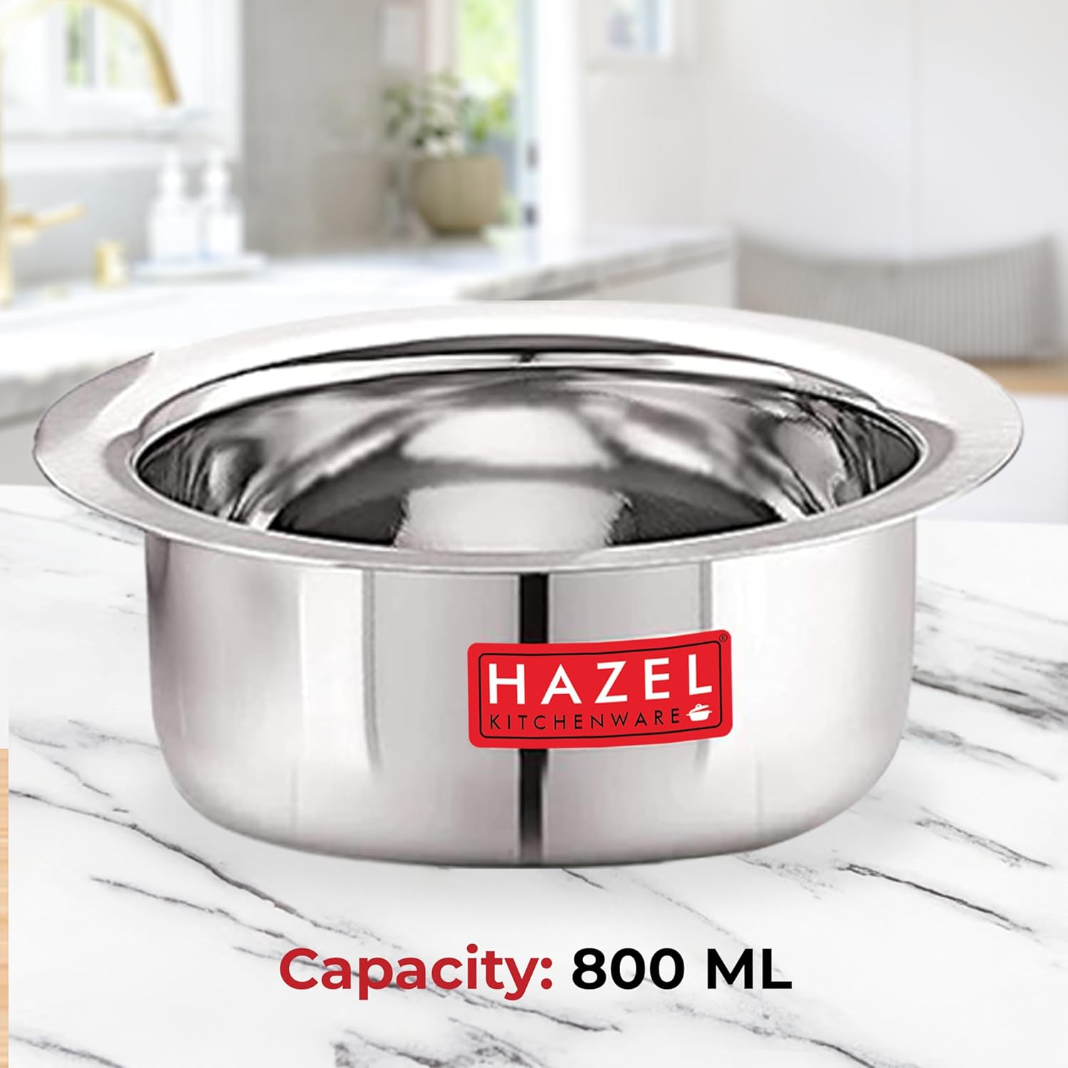 Mini Stainless Steel Flat Bottom Patila/Tope - Set of 3 (350ML,500ML, 800ML)