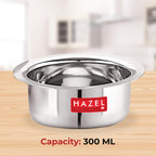 Mini Stainless Steel Flat Bottom Patila/Tope - Set of 3 (350ML,500ML, 800ML)