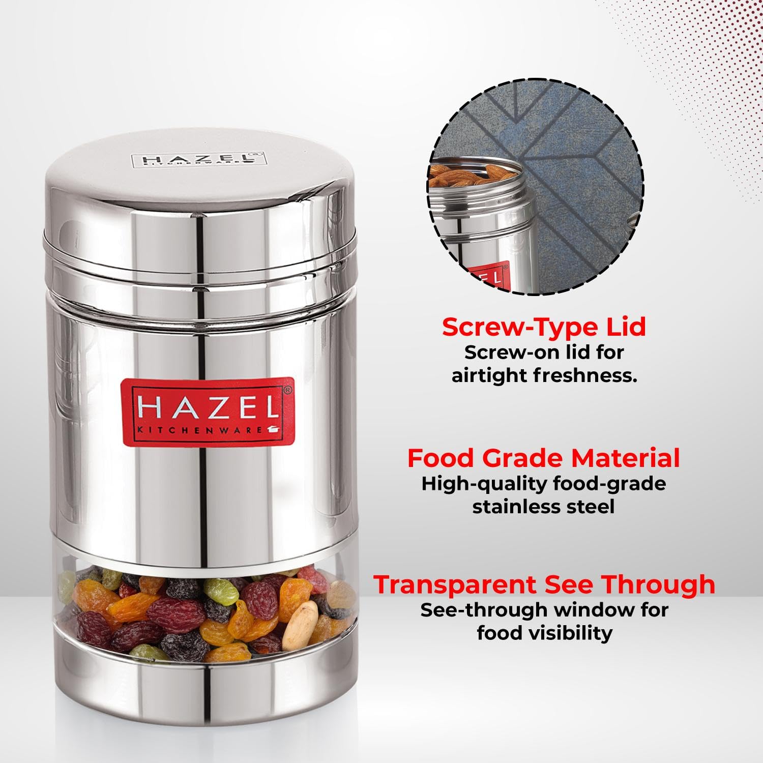 Transparent Airtight Steel Storage Containers – 600 ML