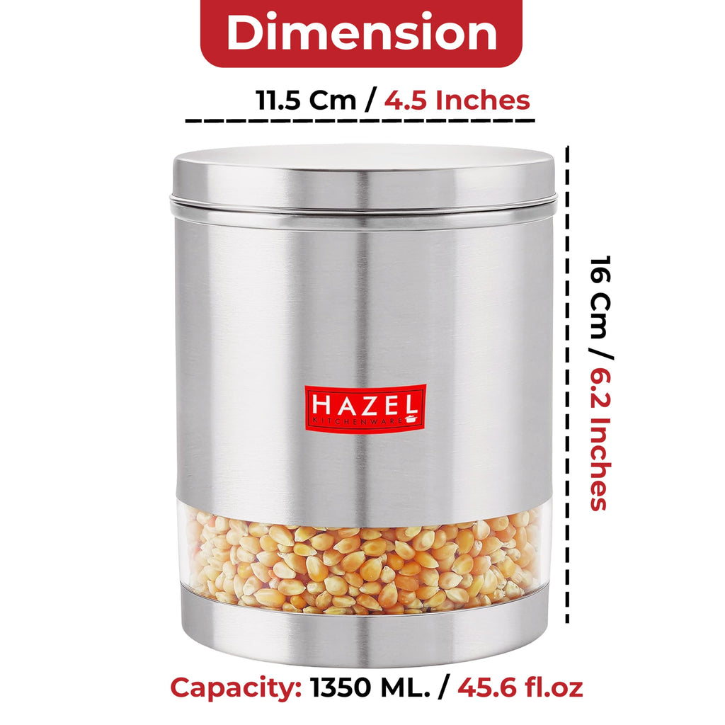 Stainless Steel Transparent Container, Set of 2 - 1350 ML Each