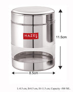 Stainless Steel Transparent Container, Glossy Finish - 500ML