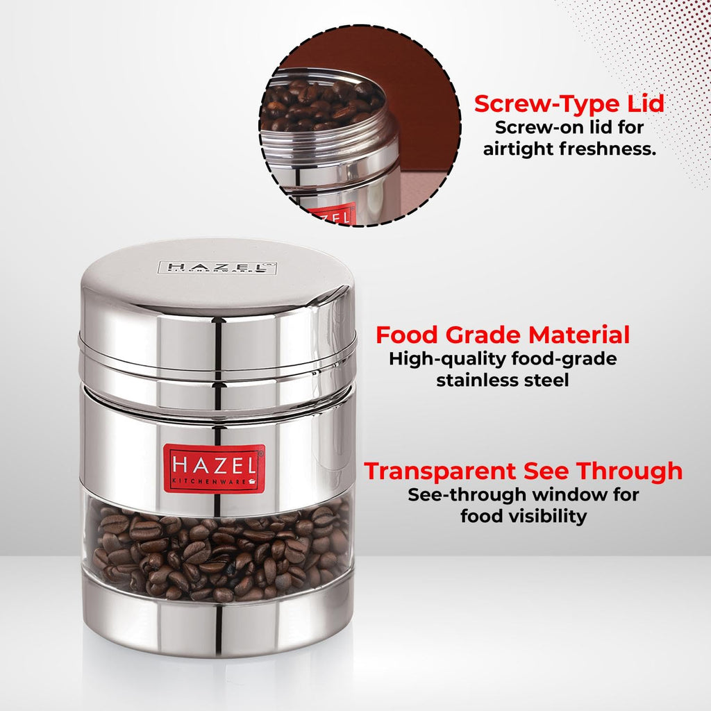 Transparent Airtight Steel Storage Containers – 400 ML, Set of 6