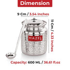 Stainless Steel Ghee Container with Spoon & Lid, 600ML