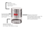 Stainless Steel Transparent Container Set , Matte Finish, Set of 6 -500ML Each
