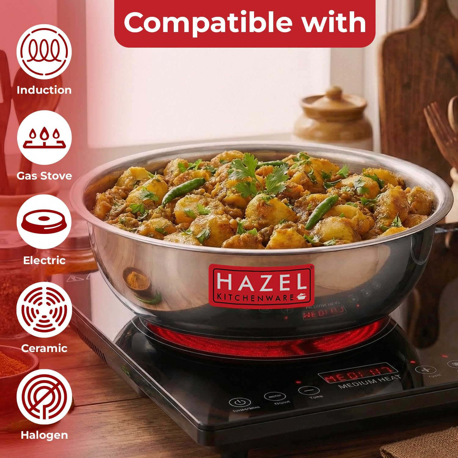 Triply Stainless Steel Induction Bottom Tasla – 4 L, 29.9 cm