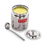 Stainless Steel Ghee Container with Spoon & Lid, 600ML