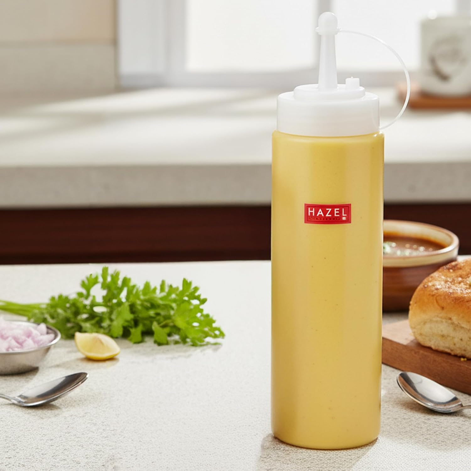 Plastic Sauce Squeeze Bottle with Cap for Chutney, Ketchup & Condiments