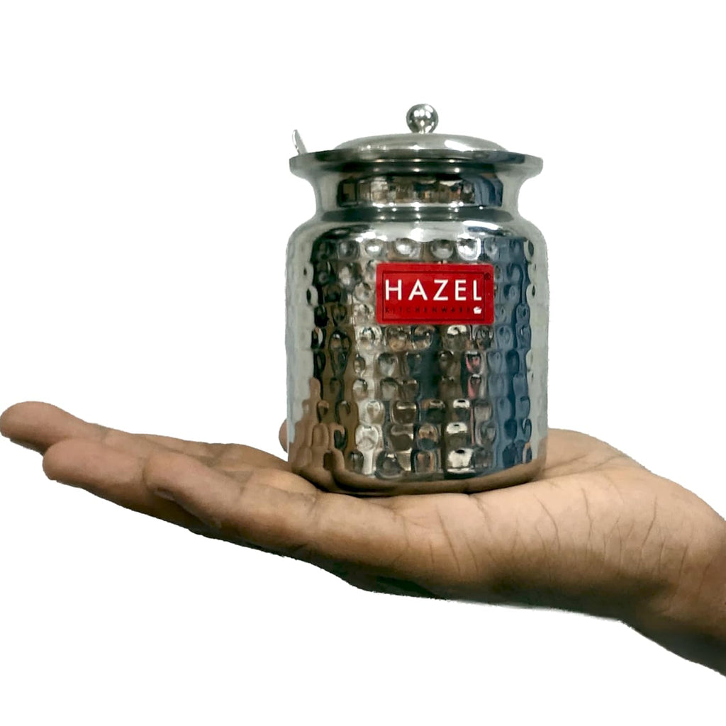 Stainless Steel Ghee Container/Oil Jar with Spoon, 350ML