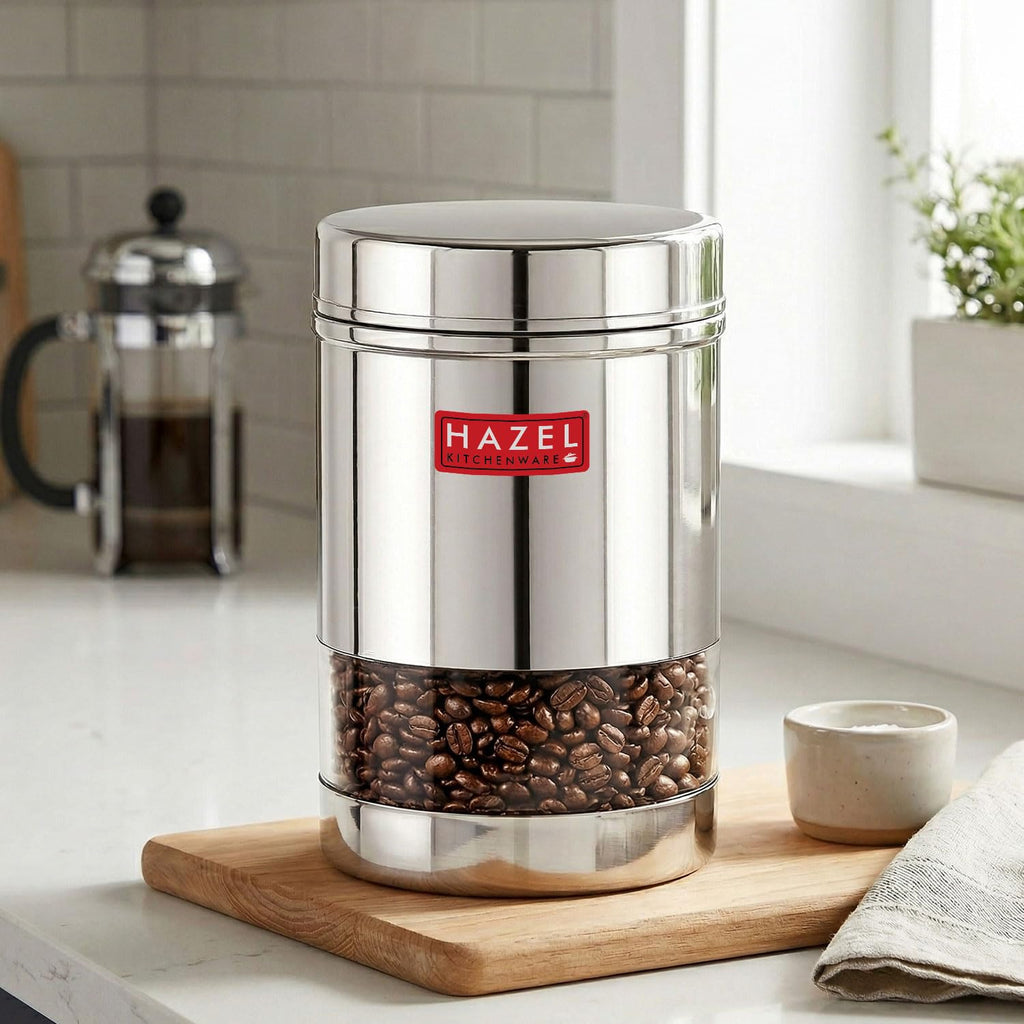 Transparent Wide Mouth Steel Container, 600 ML