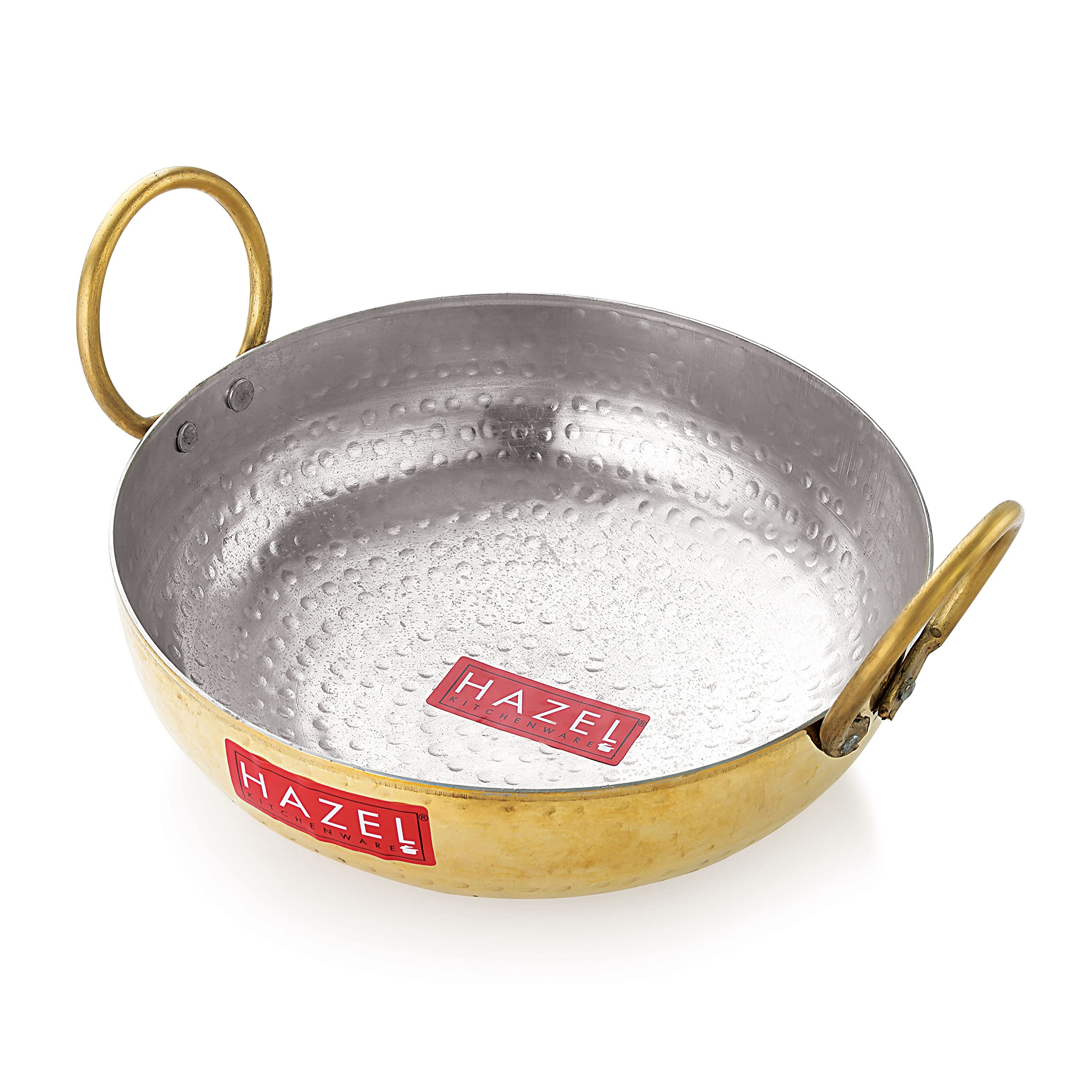 100% Brass  Hammered Pital Kadhai with Handle 1600 ML, 20 cm