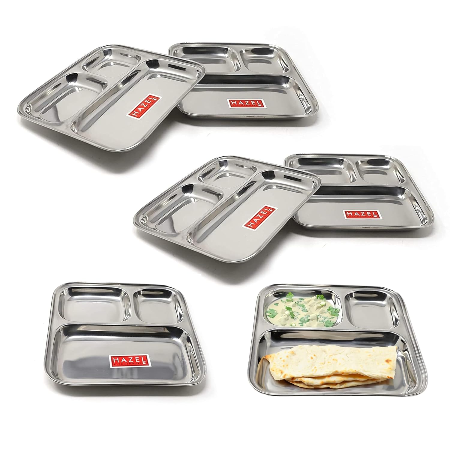 Stainless Steel Section Plates for Kids & Adults, Serving Plates