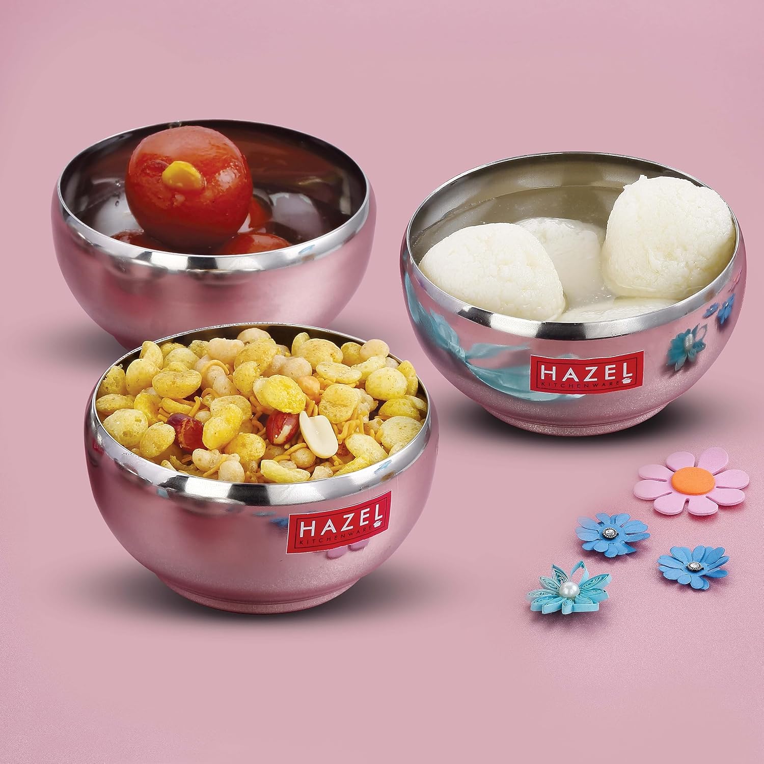 Stainless Steel Serving Bowl Set of 3, Steel Katori Set, 150 ml