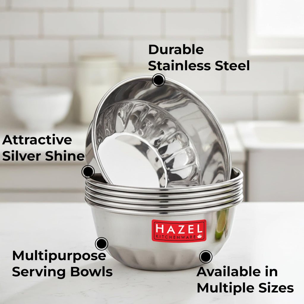 Stainless Steel Serving Bowl Set of 4, 300 ML Each