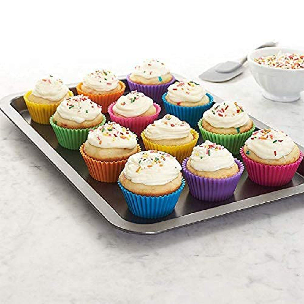 Round Reusable Silicone Cupcake Moulds, Set Of 12