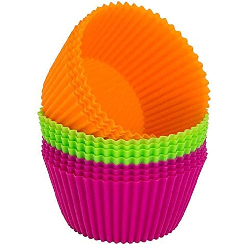 Round Reusable Silicone Cupcake Moulds, Set Of 12
