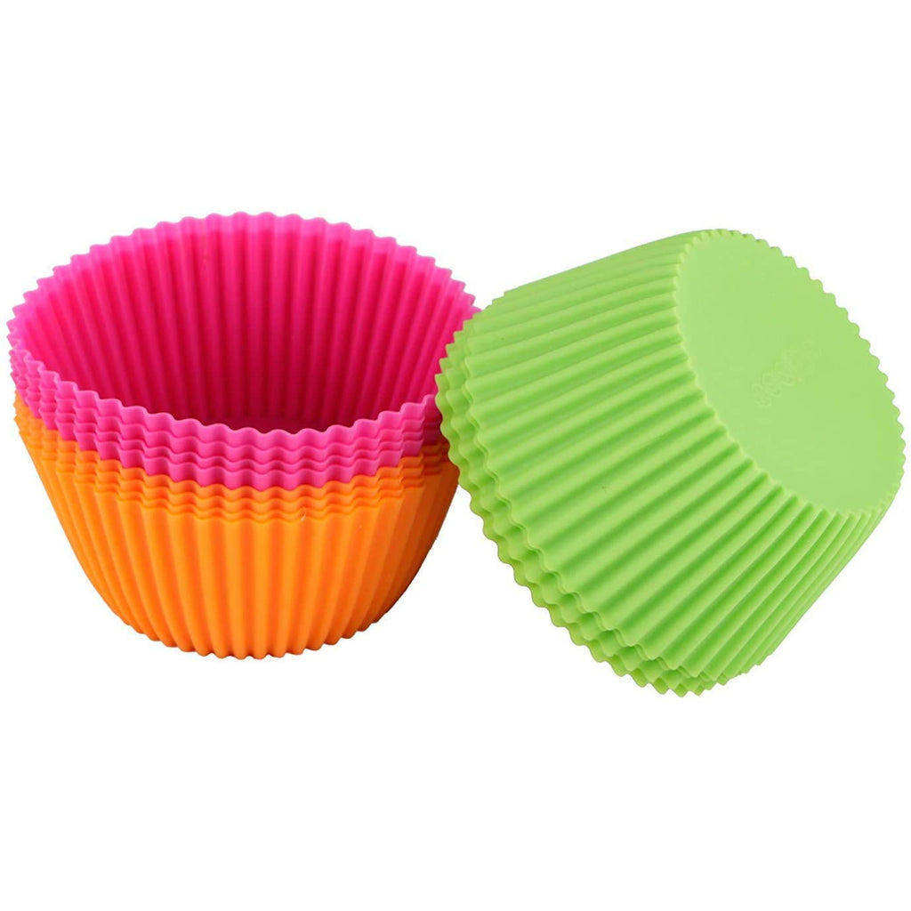 Round Reusable Silicone Cupcake Moulds, Set Of 12