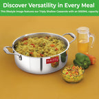 Triply Stainless Steel Induction Bottom Shallow Casserole Tope with Handle, 5000 ml, 28.3 cm