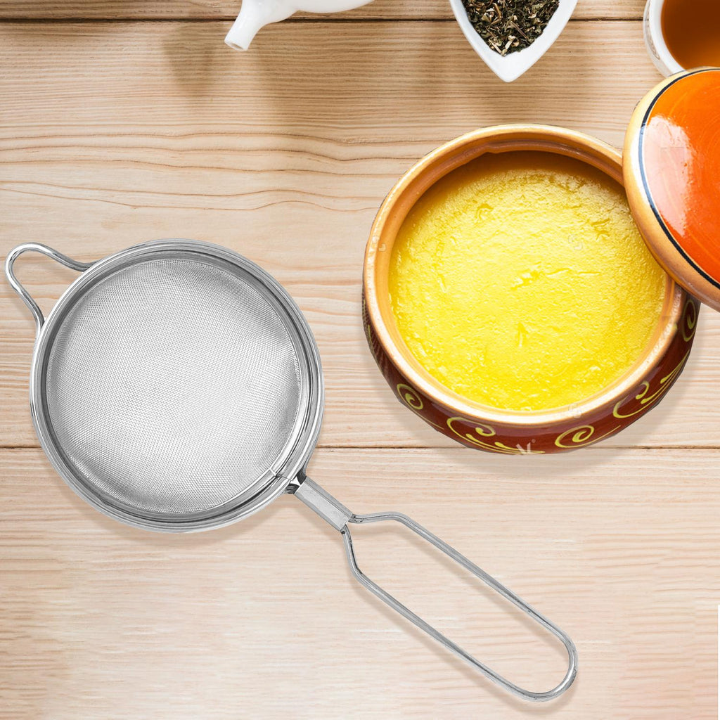 Stainless Steel Wire Handle Oil and Ghee Strainer, 16 CM