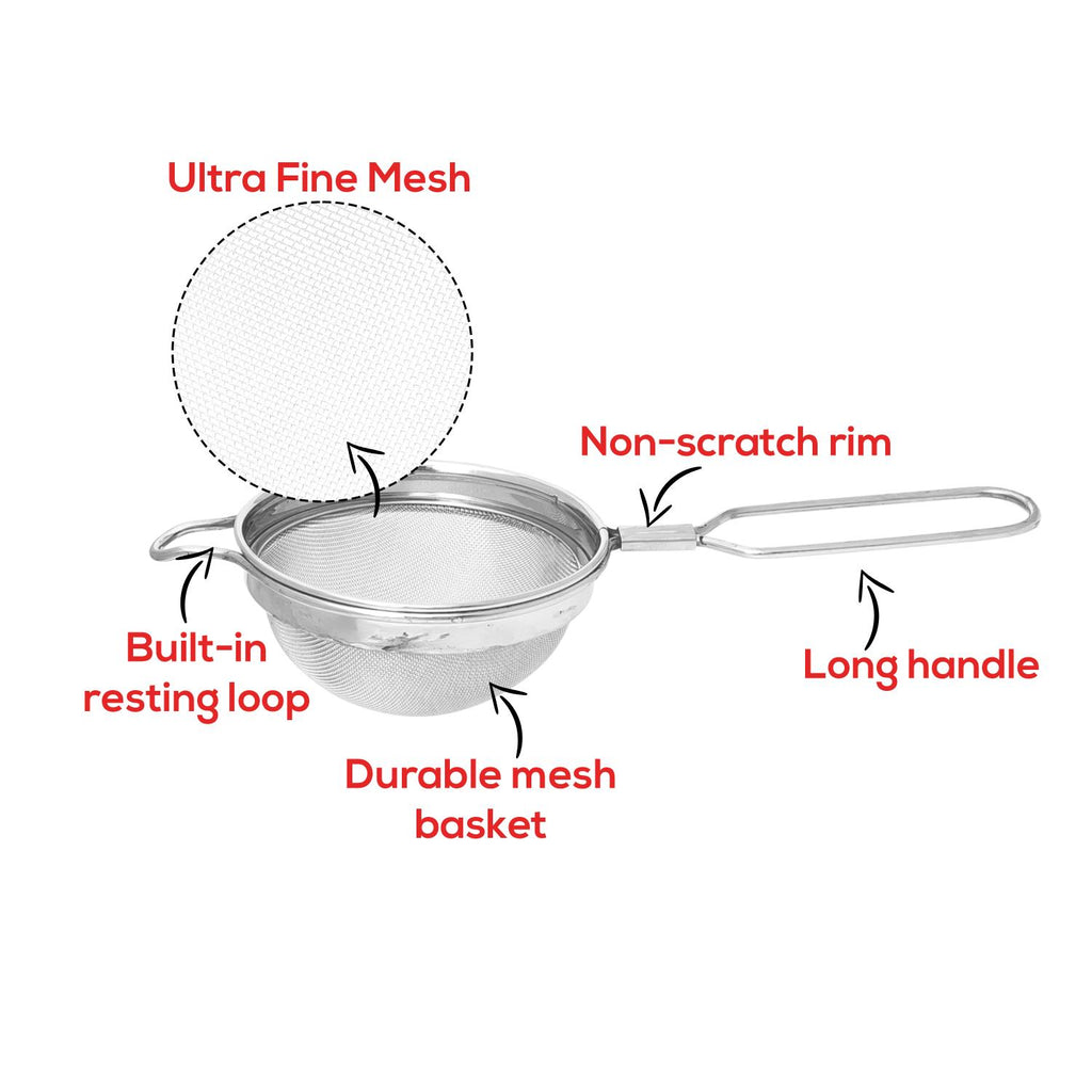 Stainless Steel Wire Handle Oil and Ghee Strainer, 16 CM