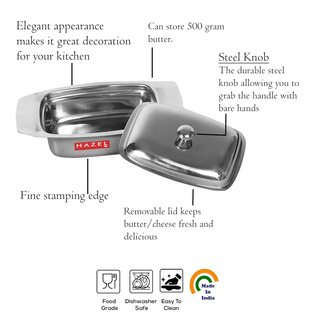 Stainless Steel Butter Box, Butter Dish with Lid for Storage, 500g Butter Capacity