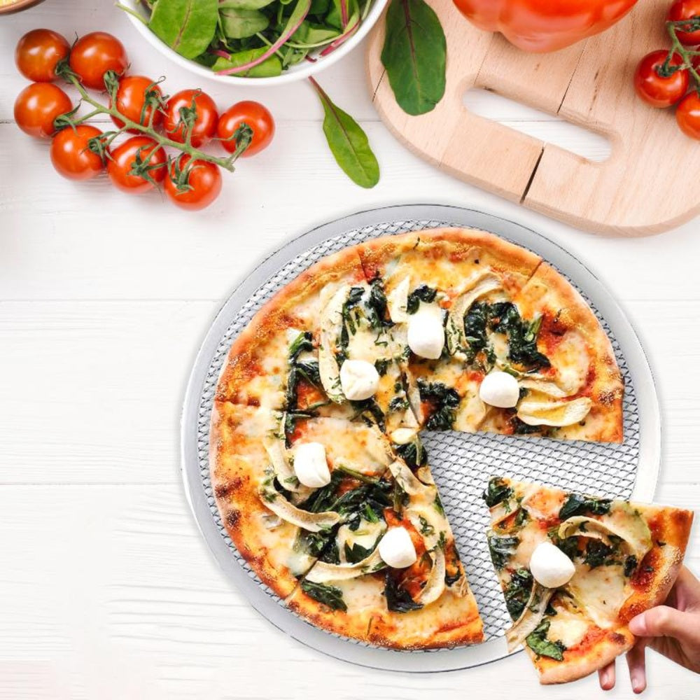 Pizza Crust Screen Aluminum Tray, Set of 5 Round Mesh Pizza Pan for Crispy Crust