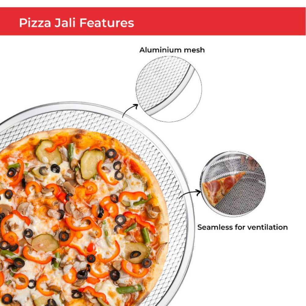 Pizza Crust Screen Aluminum Tray, Set of 5 Round Mesh Pizza Pan for Crispy Crust