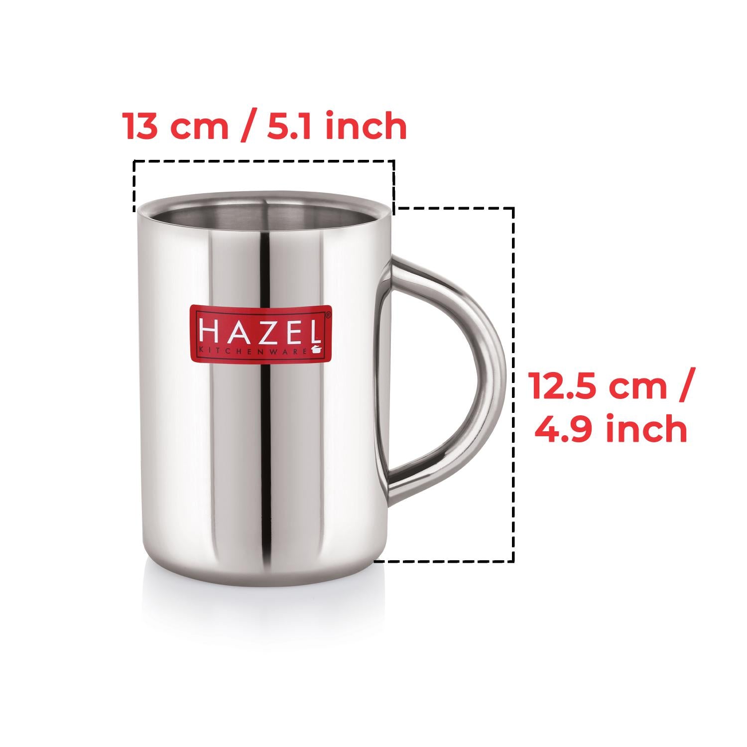 Stainless Steel Double Wall Jumbo Mug Set of 2, 420 ml