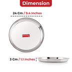 Stainless Steel Dinner Lunch Plate Bhojan Thali, Dia 24 cm, Small