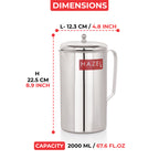 Stainless Steel Water Jug/Pitcher with Lid, 2 L