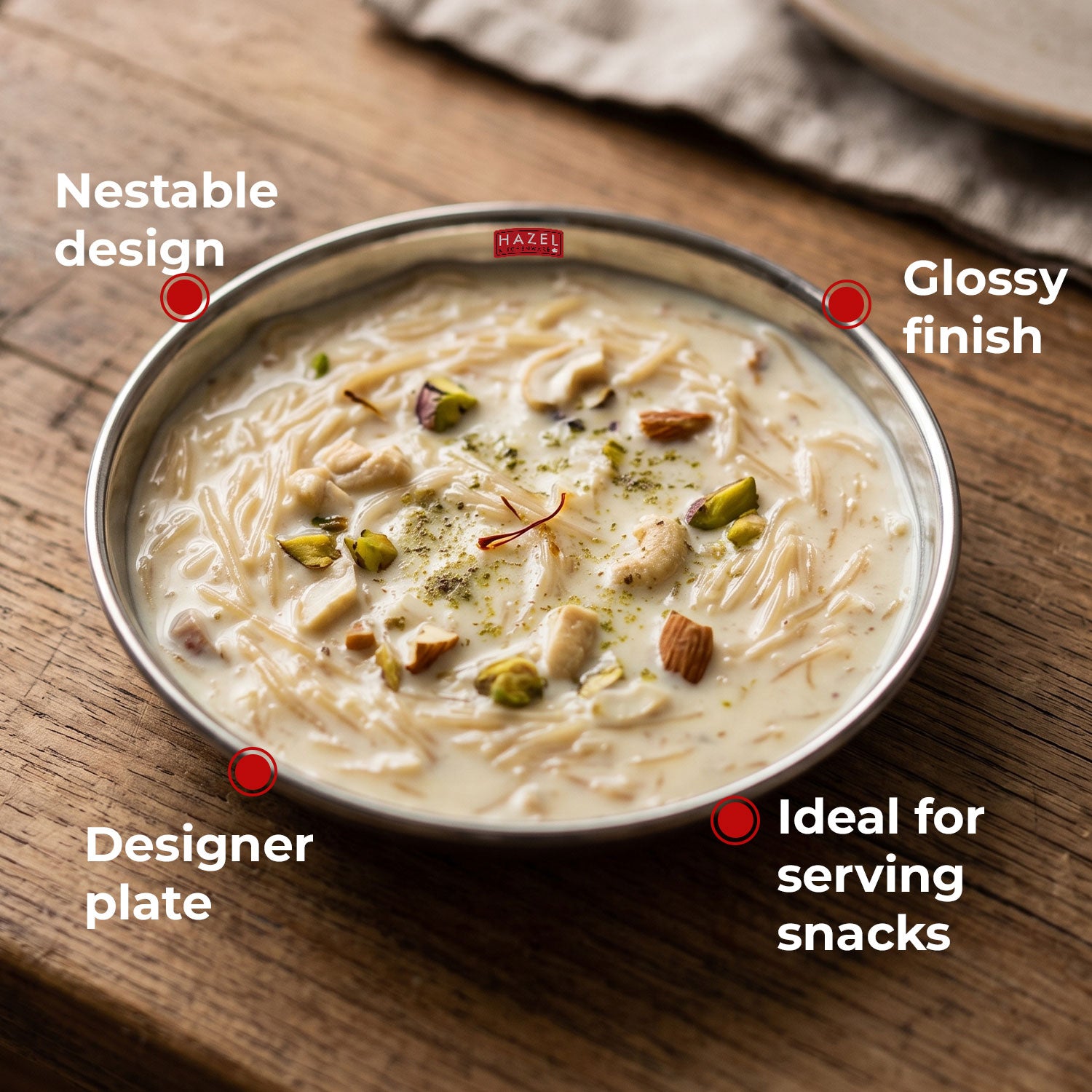 Stainless Steel Halwa Plate, Mini Dessert Dish for Sweets, 100ml