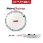 Stainless Steel Dinner Thali Plate, 26.5 cm Bhojan Plate, Set of 1