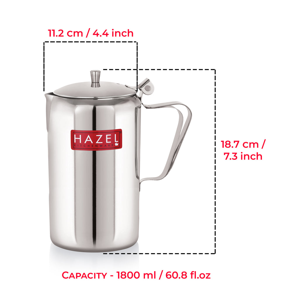 Stainless Steel Water Jug 1800 ml, Steel Pitcher for Water, Milk & Juice