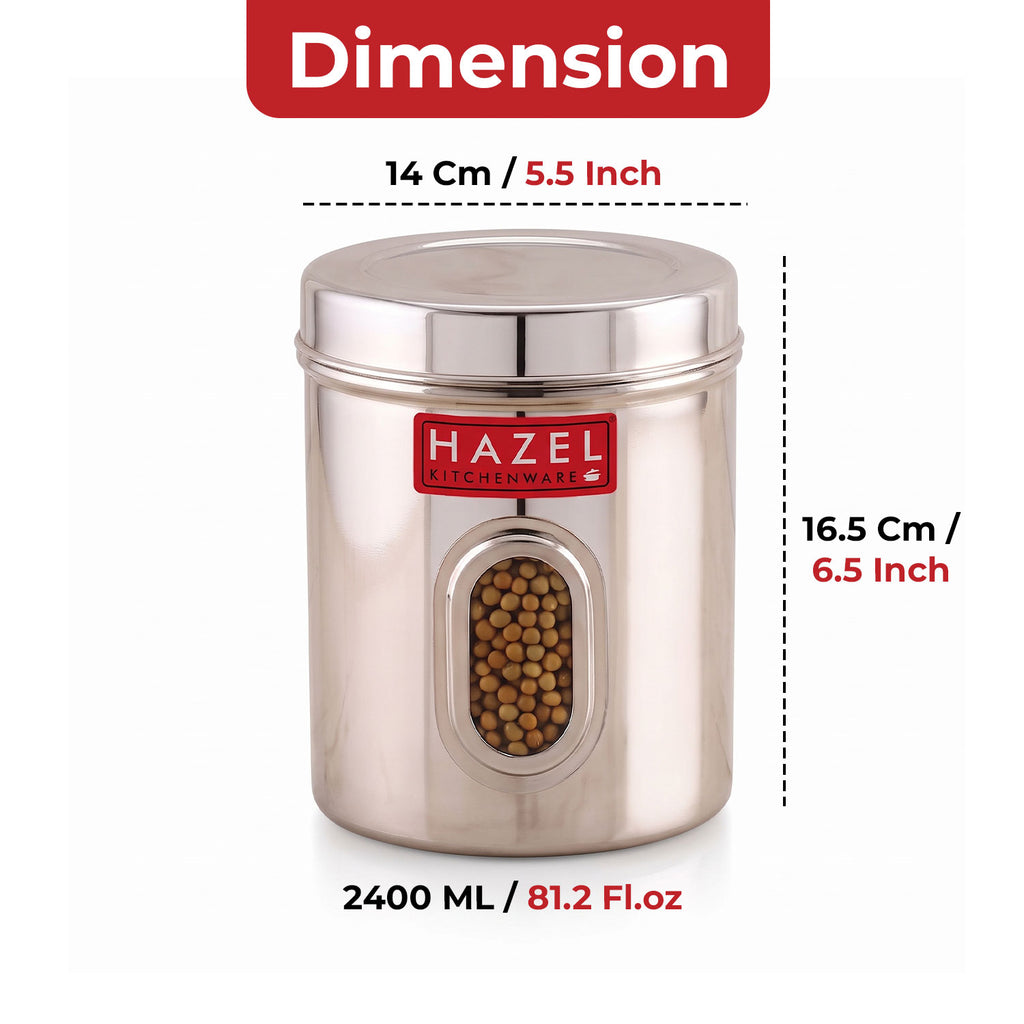 Airtight Transparent Steel Container 2400 ml