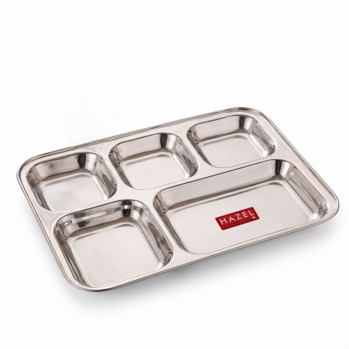 Rectangle Stainless Steel 5 Compartment Mess Plate