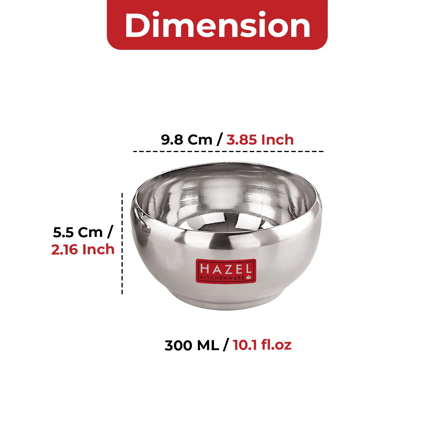 Stainless Steel Serving Bowl -  Set of 2 (300 ML Each)