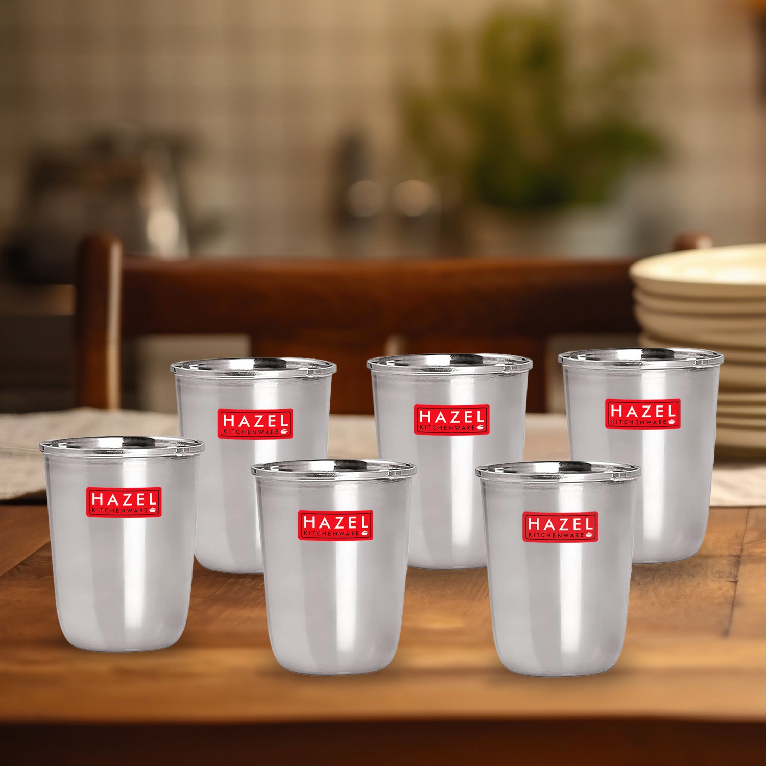 Stainless Steel Water Glass Set, 250 ML, Set of 6
