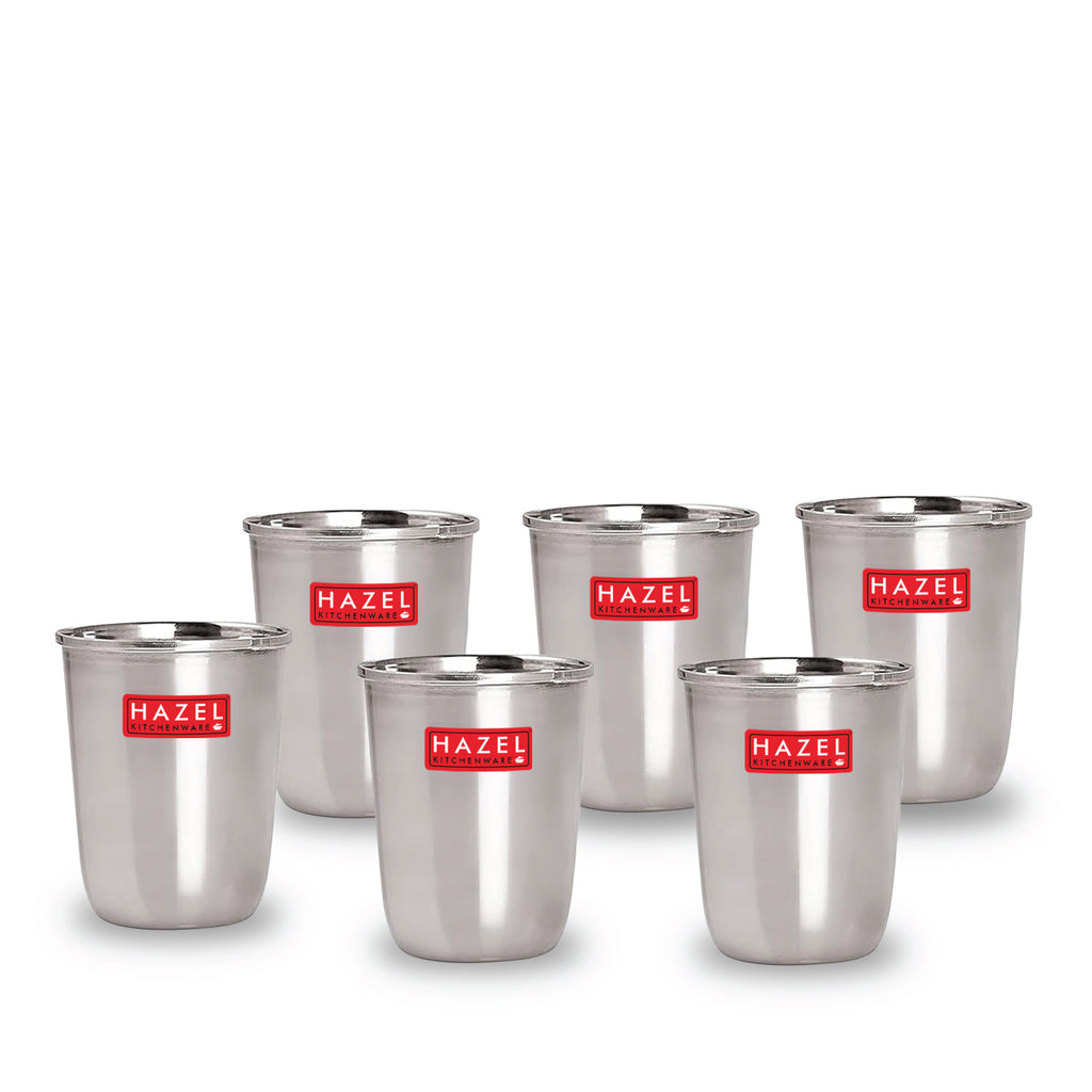 Stainless Steel Water Glass Set, 250 ML, Set of 6