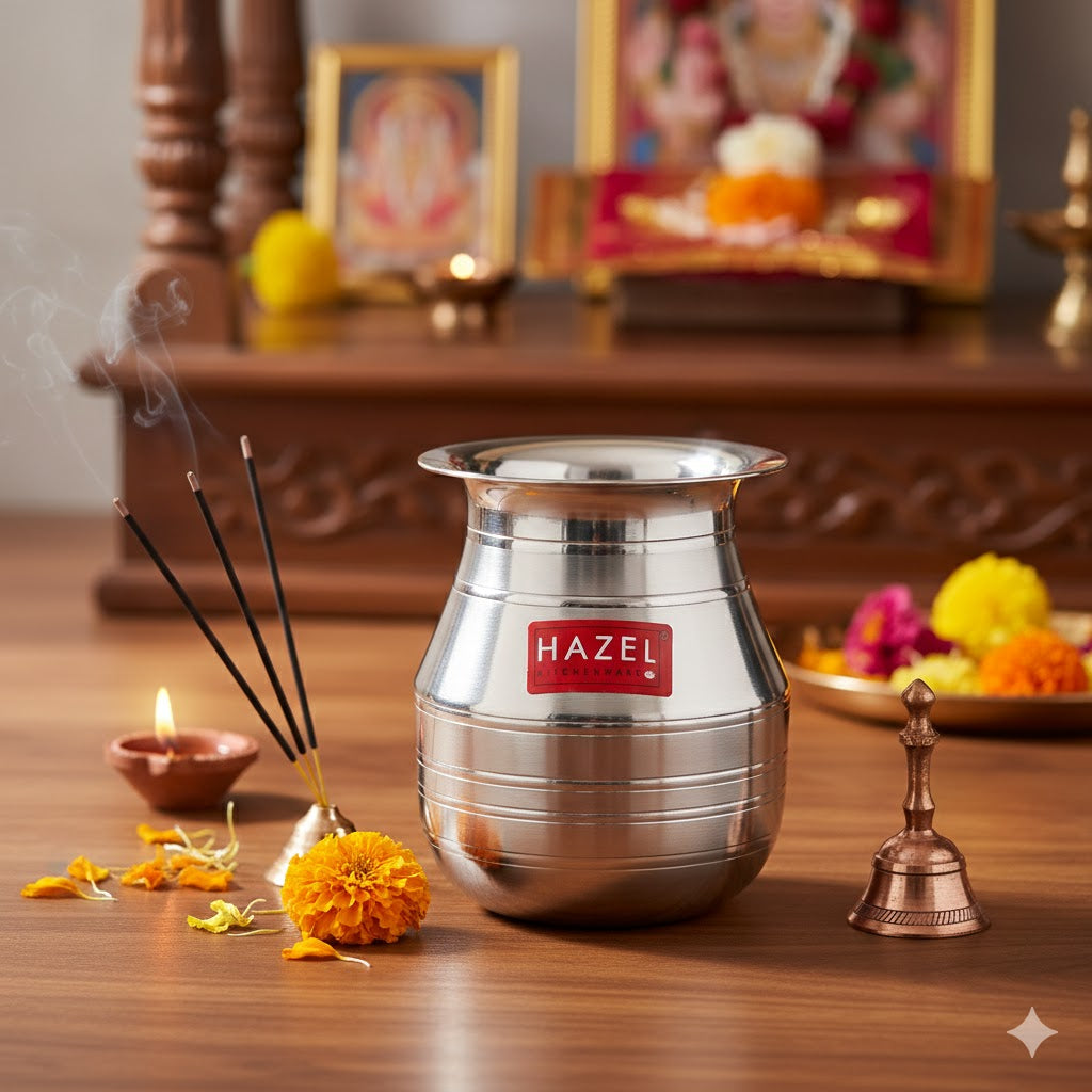 Stainless Steel Water Storage Lota Chambu Kalash Container Tumbler, 400 ml